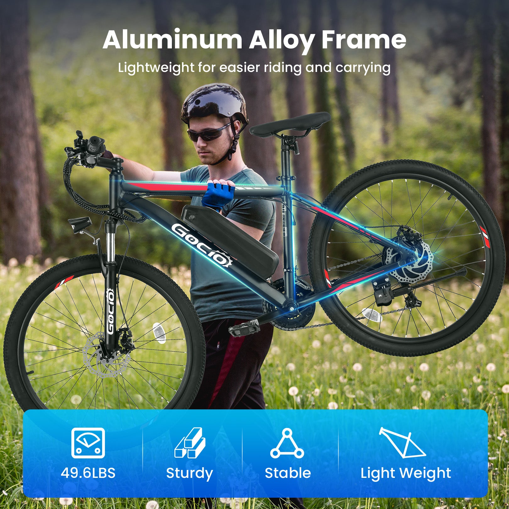 Gocio 27.5" Electric Bike, 500W Adult Electric Bicycle, 48V 10.4Ah Battery, 19.8MPH Electric Mountain Bike, Lockable Suspension Fork, LCD, Shimano 21-Speed Gears, E-Bikes for Off-Road, UL2849