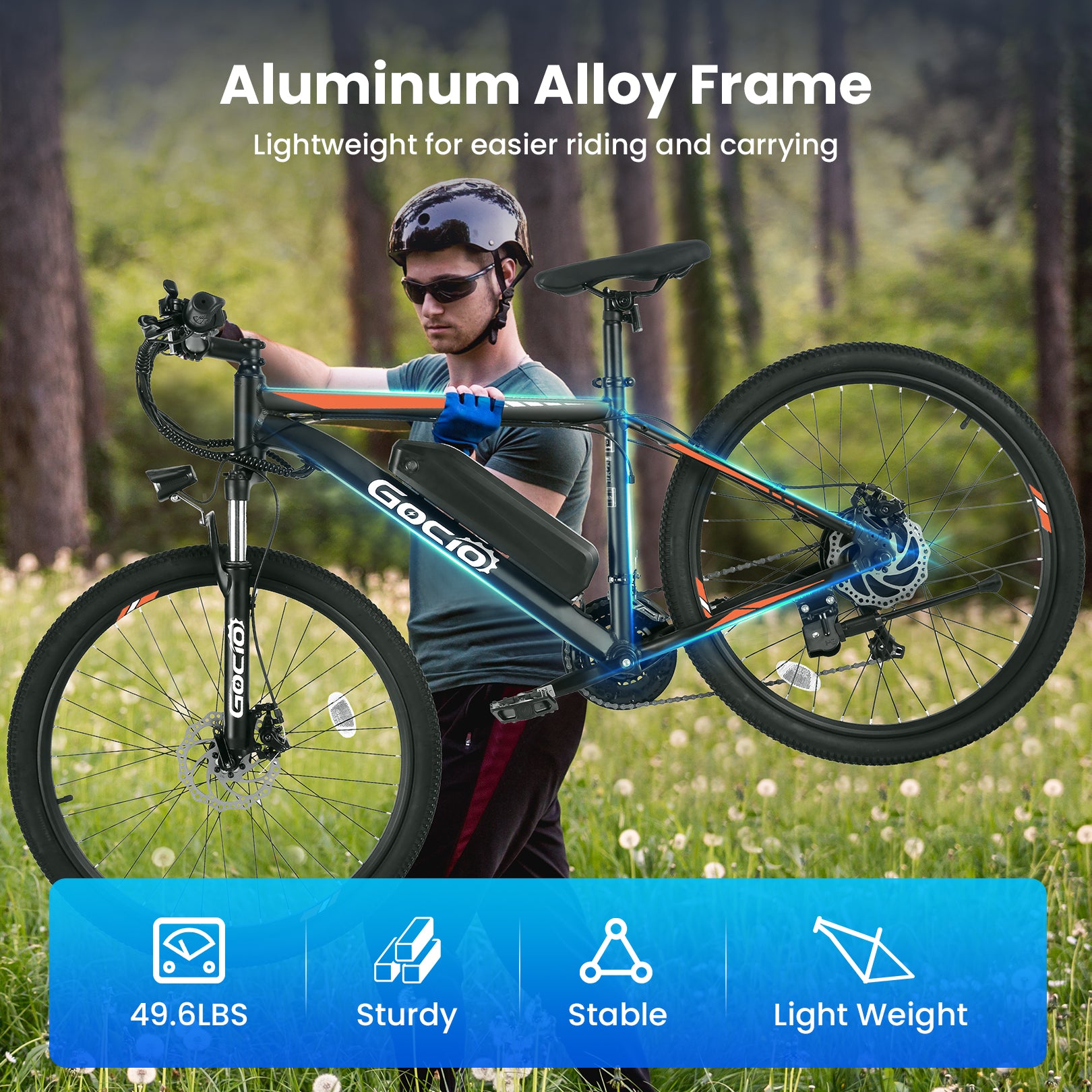 Gocio 27.5" Electric Bike, 500W Adult Electric Bicycle, 48V 10.4Ah Battery, 19.8MPH Electric Mountain Bike, Lockable Suspension Fork, LCD, Shimano 21-Speed Gears, E-Bikes for Off-Road, UL2849