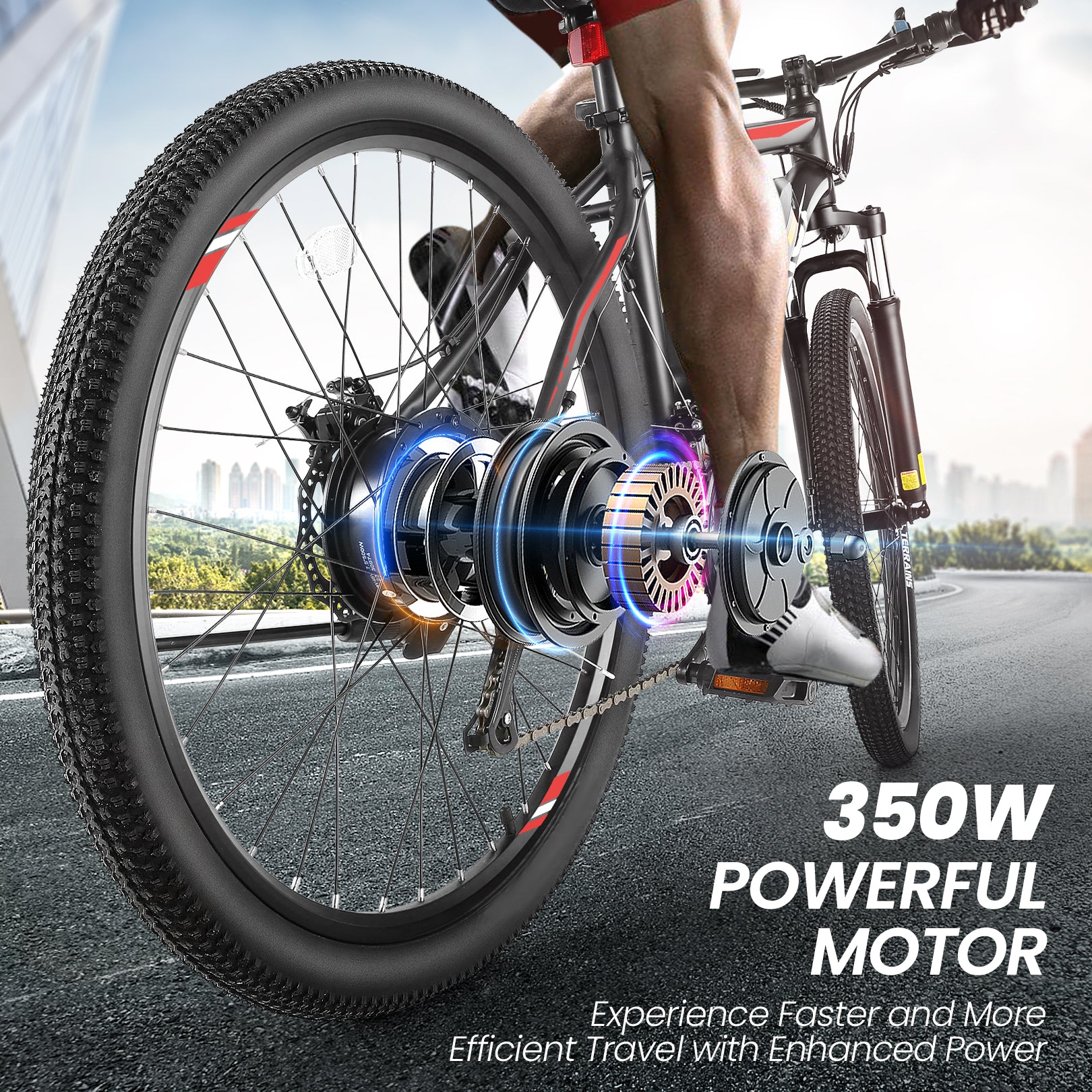 Gocio 26" Electric Bike, 350W Electric Bike for Adults 19.8MPH Electric Mountain Bike, LCD, Lockable Suspension Fork, 374.4Wh 36V Battery UL2849, 21-Speed Mountain E-Bikes Adult Electric Bicycle - GOCIO