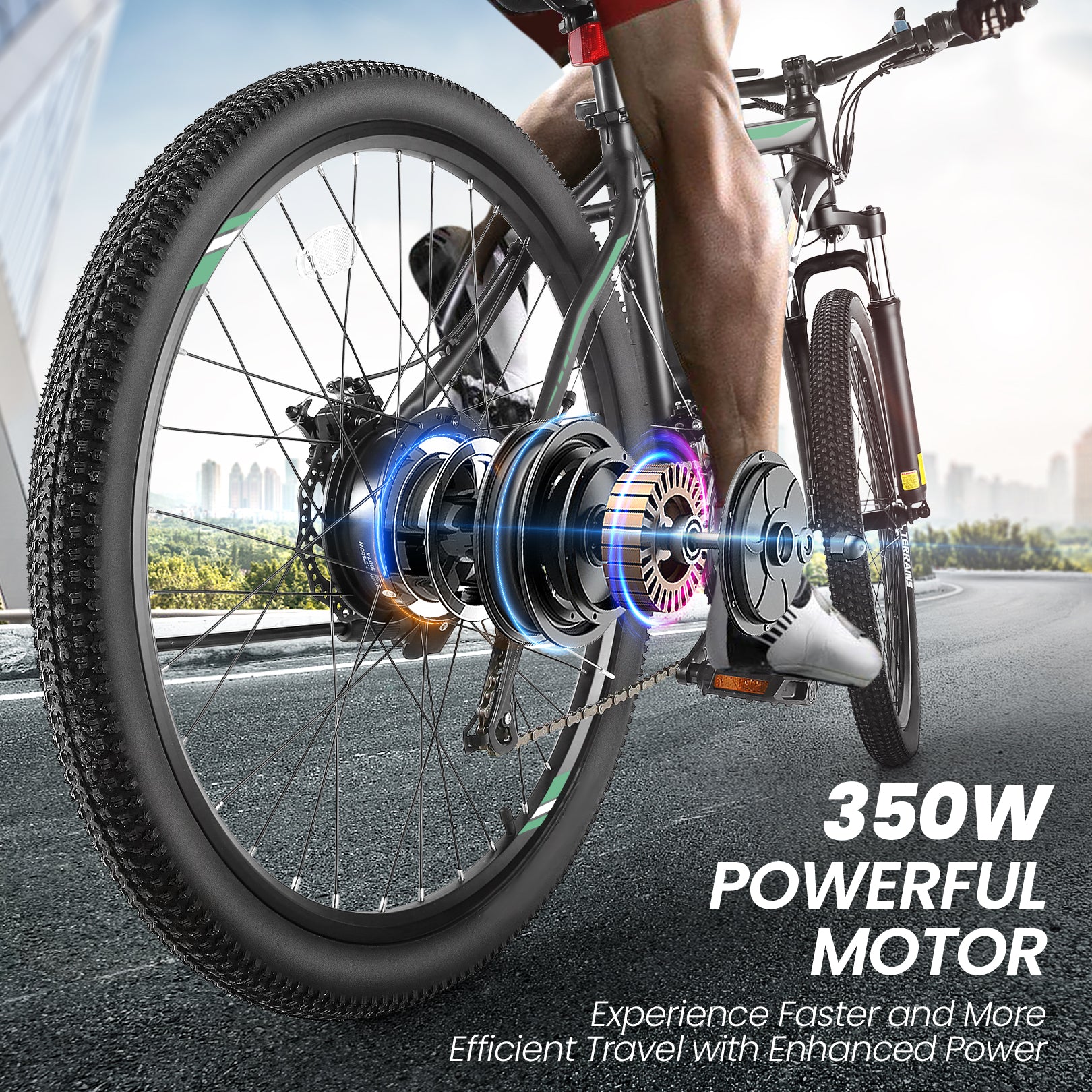 Gocio 26" Electric Bike, 350W Electric Bike for Adults 19.8MPH Electric Mountain Bike, LCD, Lockable Suspension Fork, 374.4Wh 36V Battery UL2849, 21-Speed Mountain E-Bikes Adult Electric Bicycle - GOCIO
