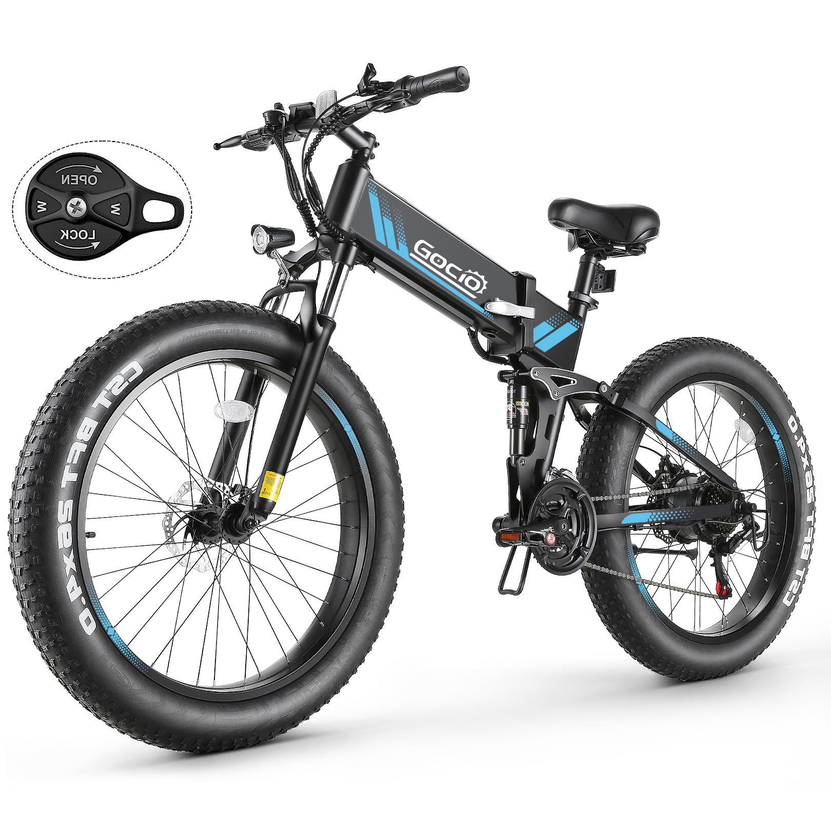 Gocio Ebike 750W Peak, 26"x4" Fat Tire Electric Bike, Full Suspensions, 48V 10.4Ah Foldable Electric Bikes Adult, LCD, 21 Speed, Electric Mountain Bike UL2849