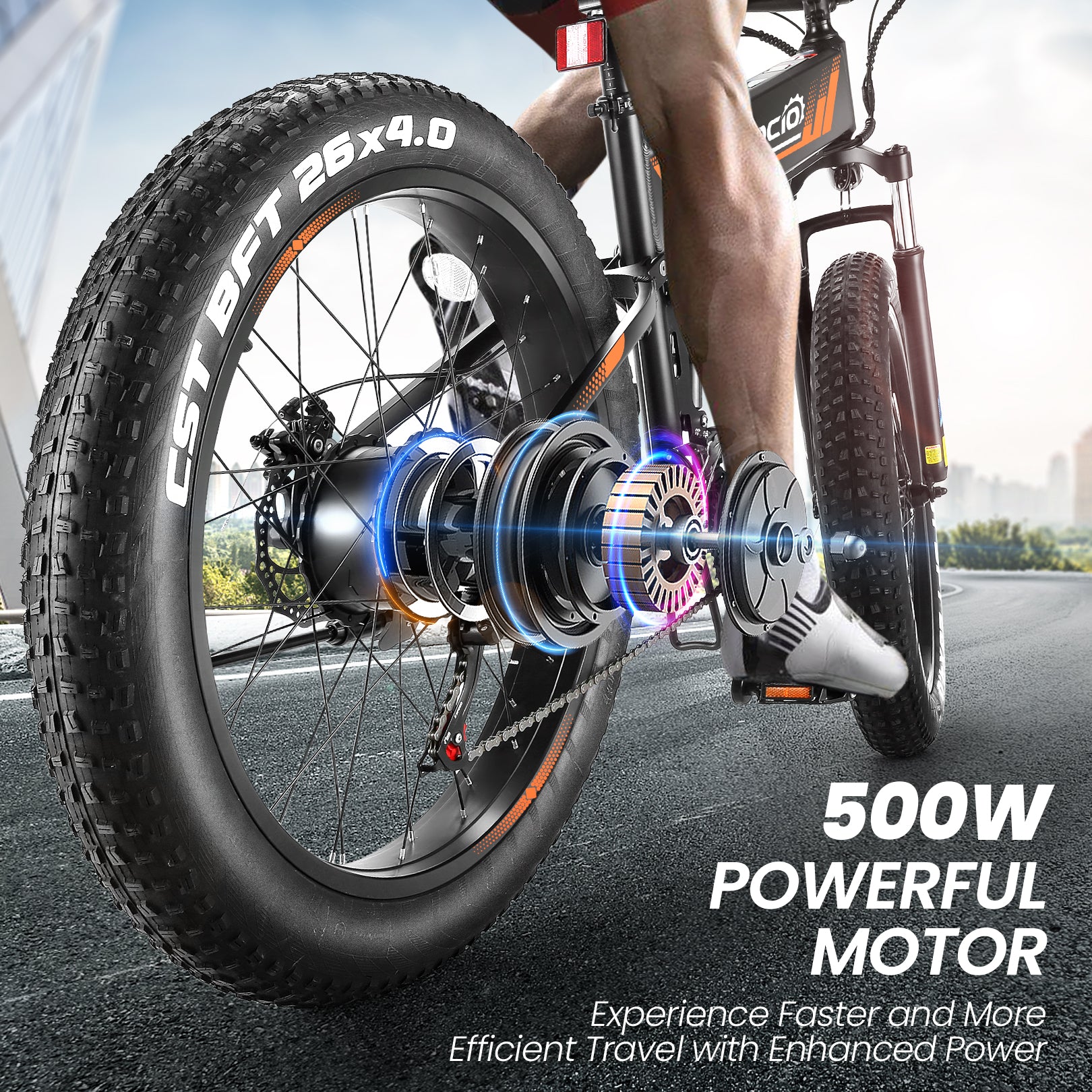 fat tire electric bicycle kit 750W Bike Rear Hub Motor making it a practical choice for daily commutes or adventurous rides Gocio Ebike 750W Peak, 26"x4"