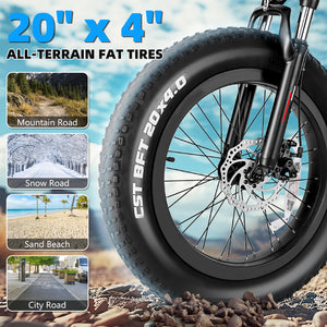 Gocio Foldable Electric Bikes Adult 20"x4" Fat Tire Electric Bike, 48V 10.4Ah, 500W Electric Mountain Bike Full Suspension, LCD, Shimano 7 Speed Electric Cruiser Bicycle UL2849 - GOCIO