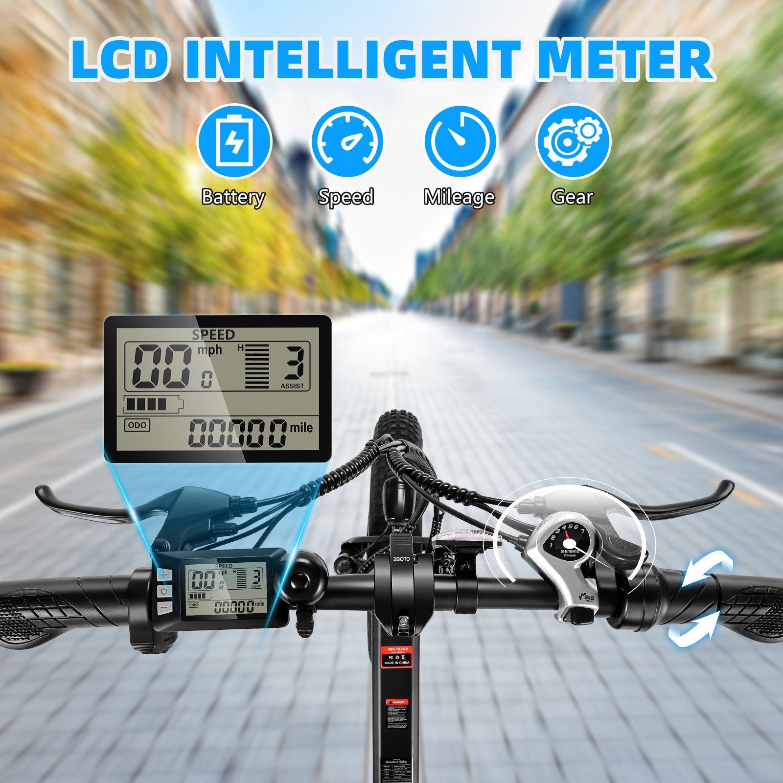 Gocio Foldable Electric Bikes Adult 20"x4" Fat Tire Electric Bike, 48V 10.4Ah, 500W Electric Mountain Bike Full Suspension, LCD, Shimano 7 Speed Electric Cruiser Bicycle UL2849