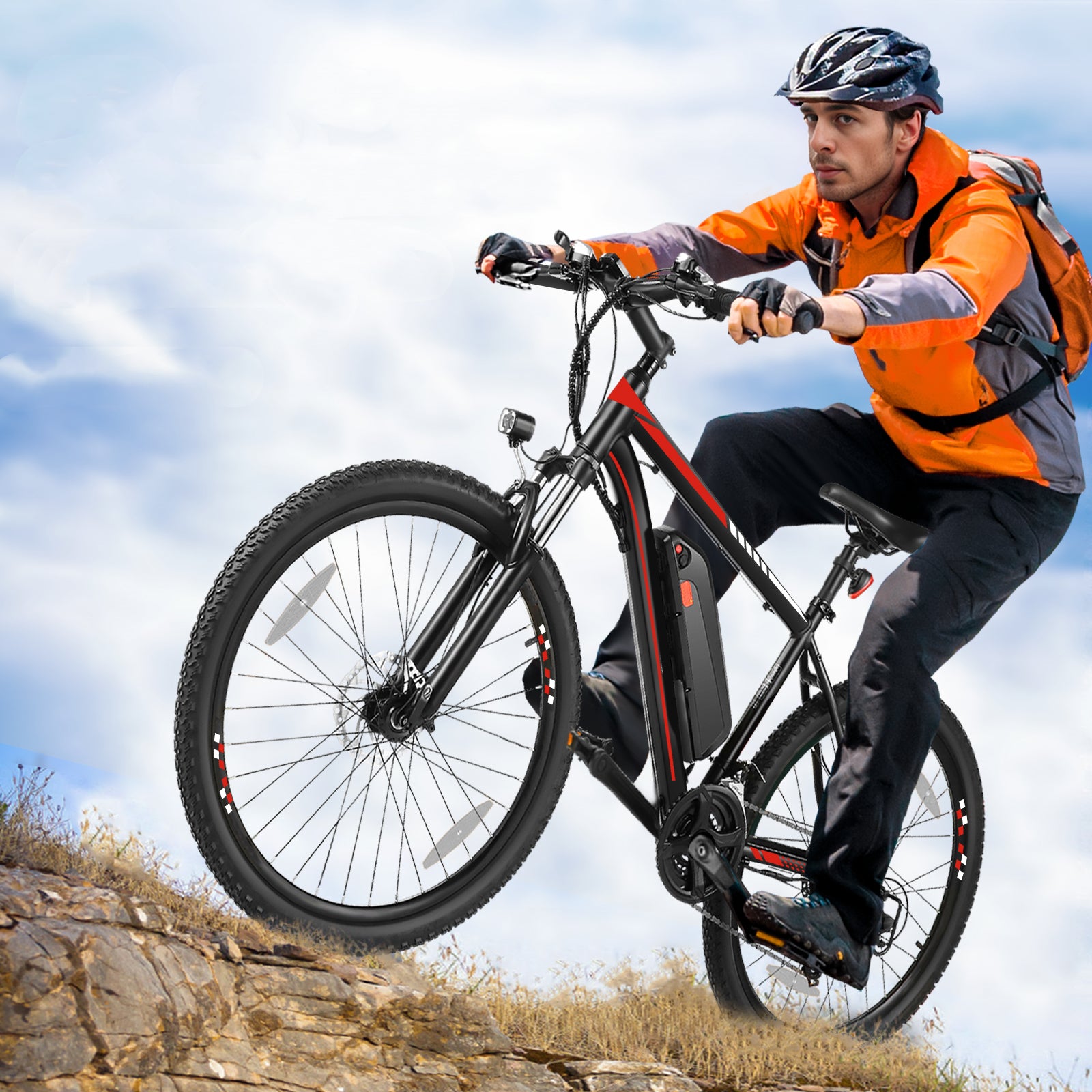 Gocio 500W 26" Electric Bike, 2.1" Electric Mountain Bike for Adults, 499Wh 48V 10.4Ah Battery 19.8MPH 3H Fast Charge Ebike, LCD Display, Lockable Suspension Fork, Shimano 21 Speed UL2849