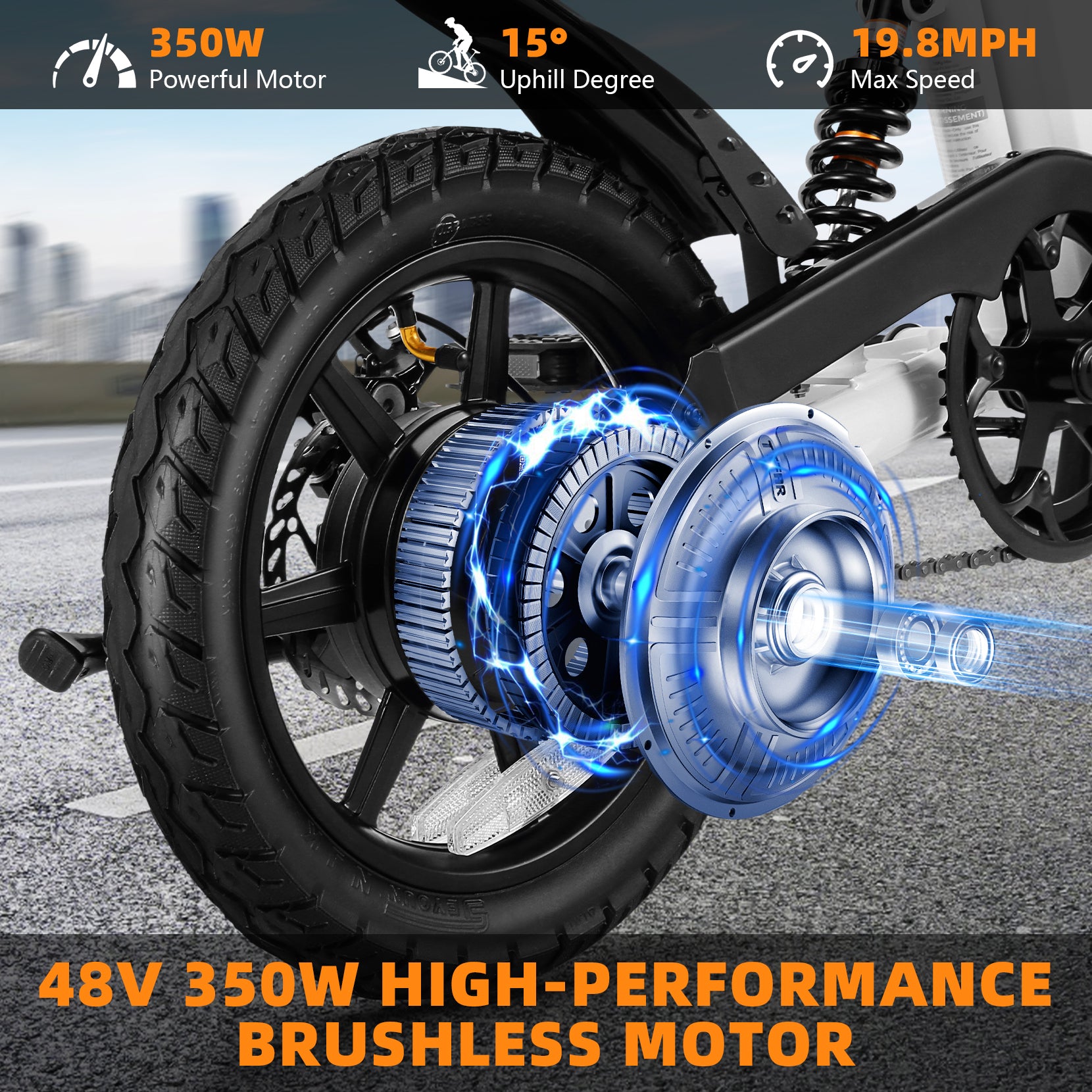Gocio Ebikes 14"×2.1" Foldable Electric Bicycle for Adults, 550W Peak Commuter E-Bike, 48V 7.8Ah Battery, LCD Dispaly, Electric Bike Small Tire City Ebikes for Women UL2849