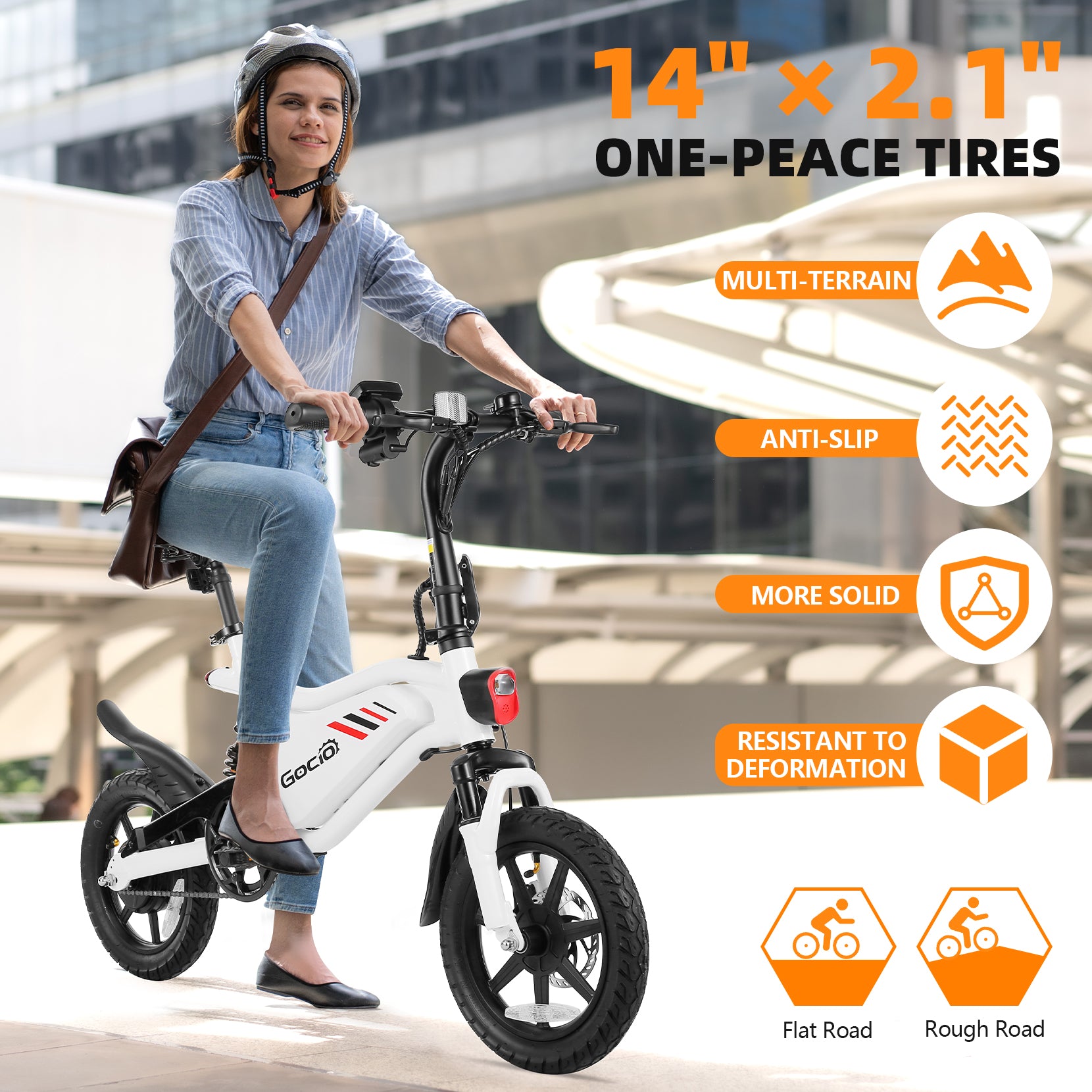 Gocio Ebikes 14"×2.1" Foldable Electric Bicycle for Adults, 550W Peak Commuter E-Bike, 48V 7.8Ah Battery, LCD Dispaly, Electric Bike Small Tire City Ebikes for Women UL2849