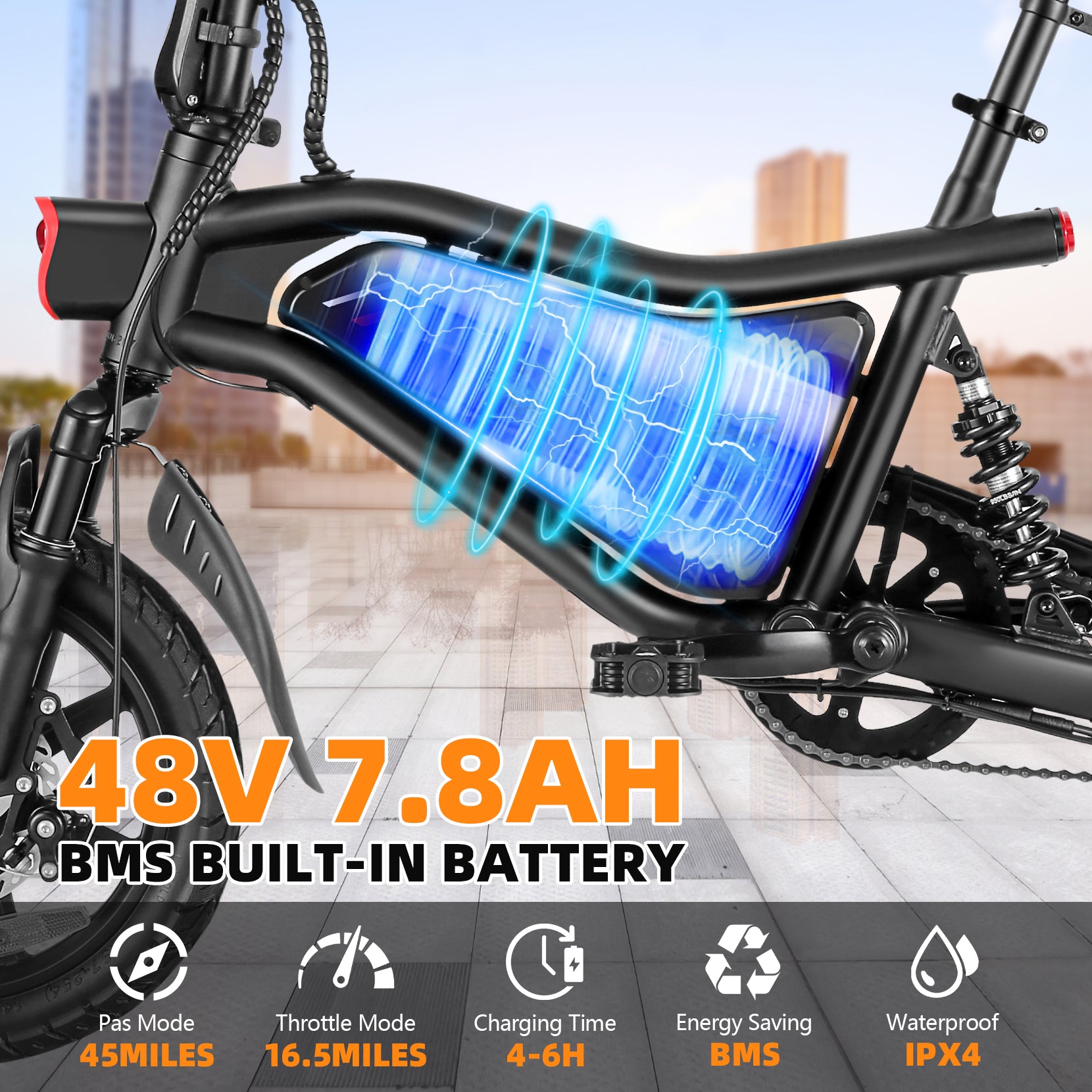 Gocio Ebikes 14"×2.1" Foldable Electric Bicycle for Adults, 550W Peak Commuter E-Bike, 48V 7.8Ah Battery, LCD Dispaly, Electric Bike Small Tire City Ebikes for Women UL2849 - GOCIO