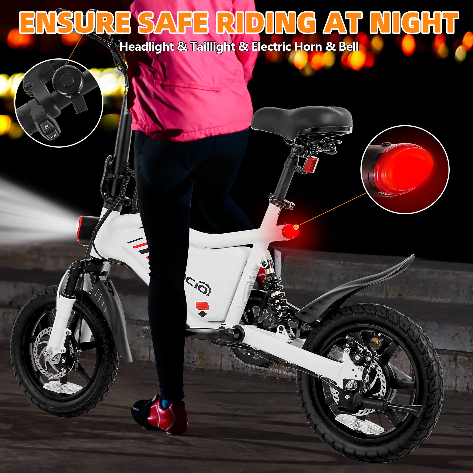Gocio Ebikes 14"×2.1" Foldable Electric Bicycle for Adults, 550W Peak Commuter E-Bike, 48V 7.8Ah Battery, LCD Dispaly, Electric Bike Small Tire City Ebikes for Women UL2849