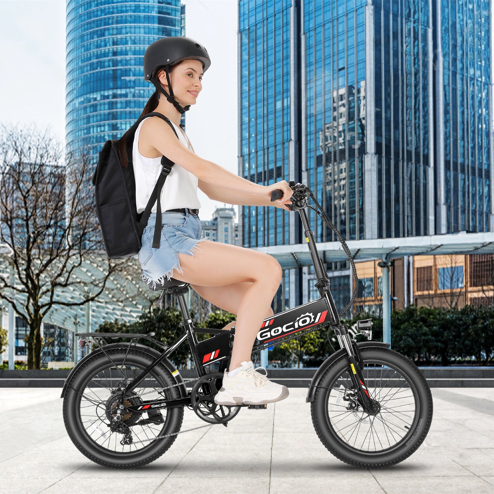 Gocio Foldable Electric Bike for Adults, Peak 750W Electric Mountain Bicycles, 20" * 2.4" Fat Tire Electric Bicycle, 375Wh 48V Removable Lithium-Ion Battery,Urban Commuter Ebike Man Woman UL2849 - GOCIO