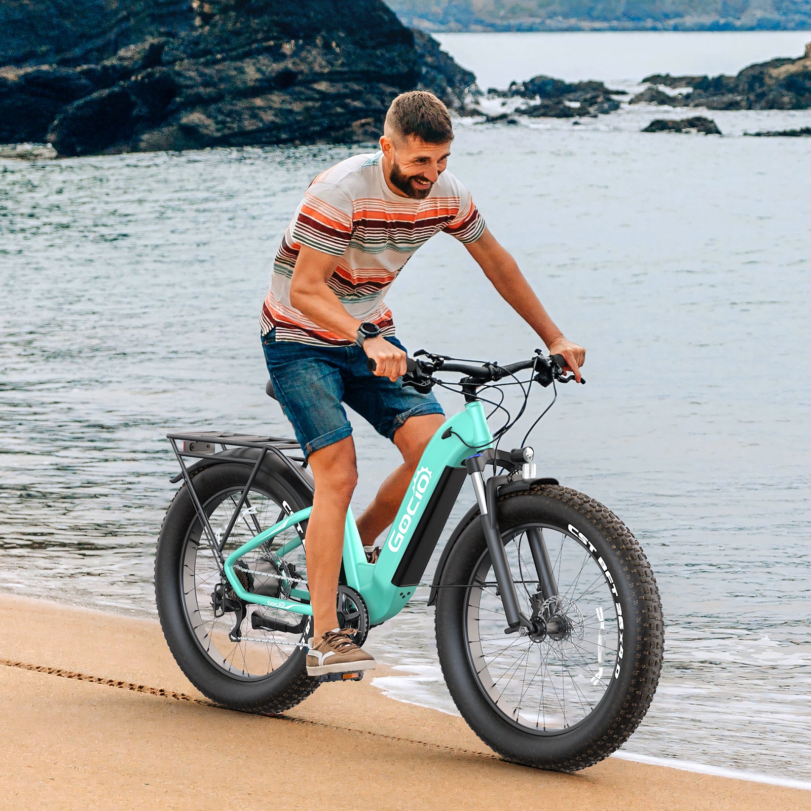 Gocio Electric Bike, 26" x 4.0 Fat Tire Ebike, 750W Motor Electric Mountain Bike for Adults, 22MPH Electric Bicycle for Men with 48V 15Ah Removable Battery UL 2849 Shimano 7 Speed - GOCIO