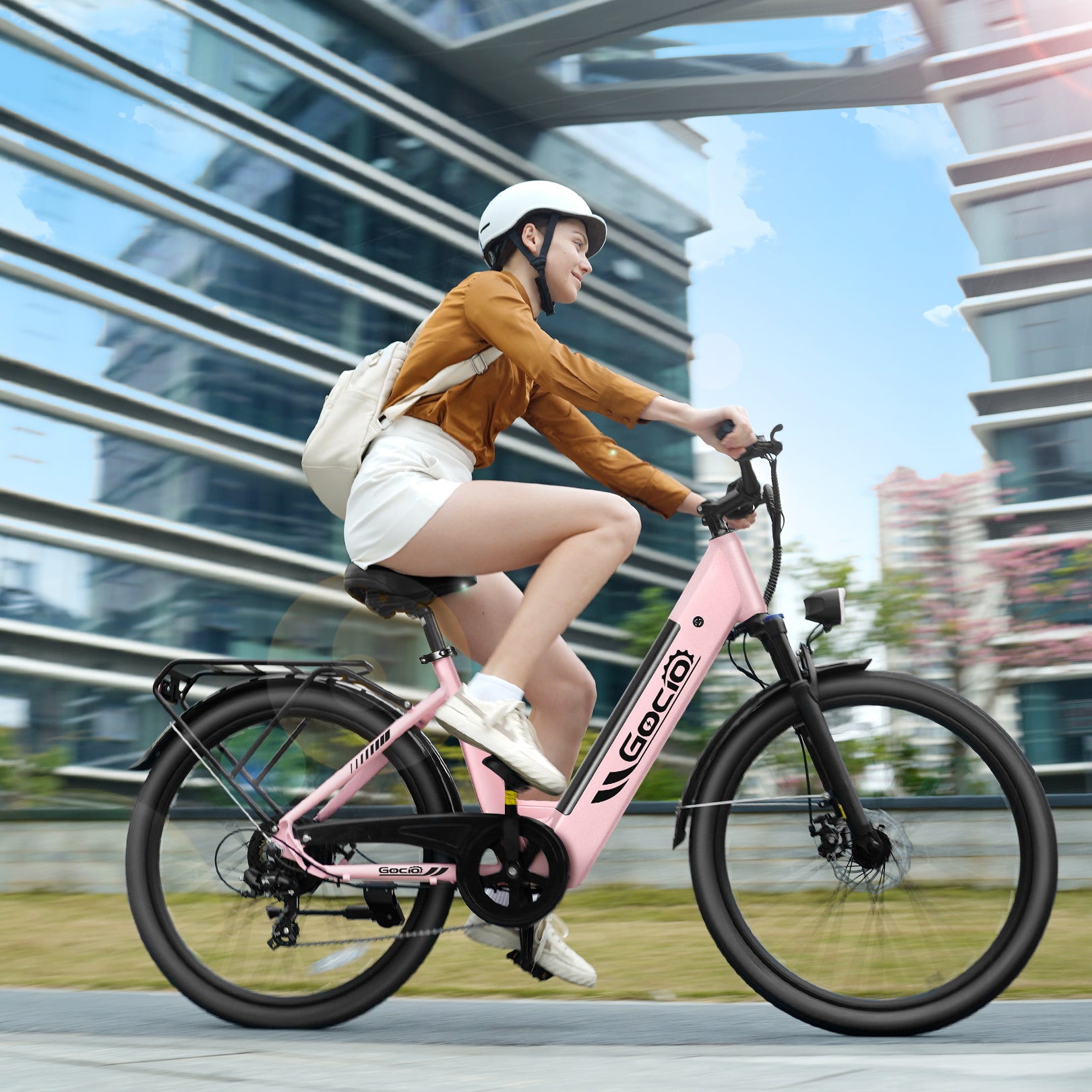 Gocio 26" x 2.1" Electric Bike for Adults, 500W Commuter Ebike, 48V 720wh Built-in Battery, 5 Riding Modes, Max 60 Miles, LCD, Lockable Front Suspension Step Thru E Bikes UL 2849