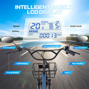Gocio Peak 1000W Electric Tricycle, 20" x 4.0 Fat Tire Foldable Electric Tricycle, 48V 18AH Large-Capacity Battery E Trikes,7 Speed 3-Wheel Electric Bike for Adults UL2849 Certified - GOCIO