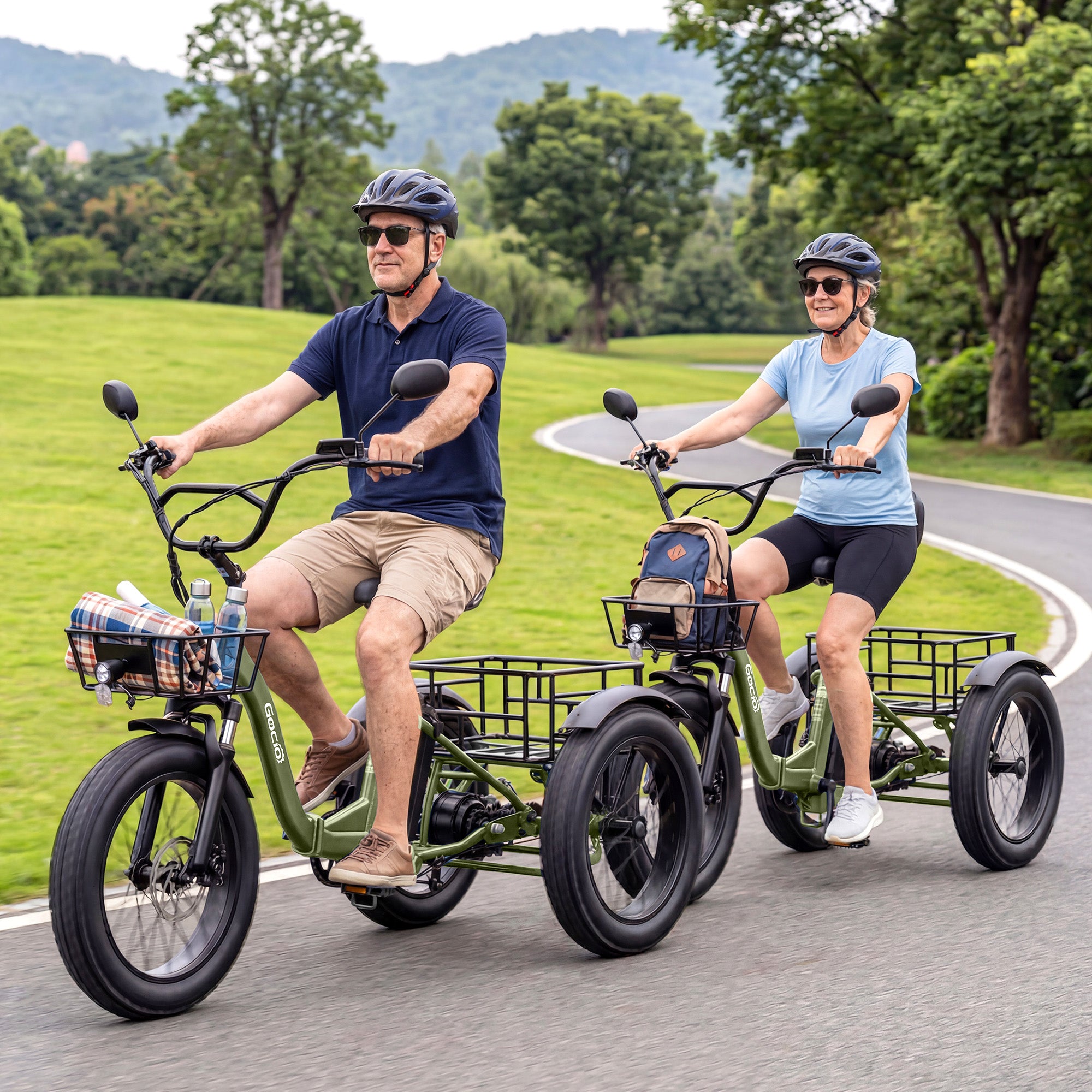 Gocio Peak 1000W Electric Tricycle, 20" x 4.0 Fat Tire Foldable Electric Tricycle, 48V 18AH Large-Capacity Battery E Trikes,7 Speed 3-Wheel Electric Bike for Adults UL2849 Certified - GOCIO
