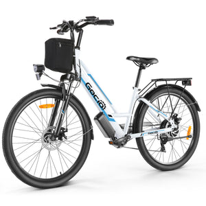 Gocio 500W 26" Electric Bike 48V Electric Bicycle for Adults, 19.8mph Cruiser Ebike, Electric Commuter Bike with Carrier Rack, Low Step Frame Shimano 7 Speed for Men Women Senior UL 2849 - GOCIO