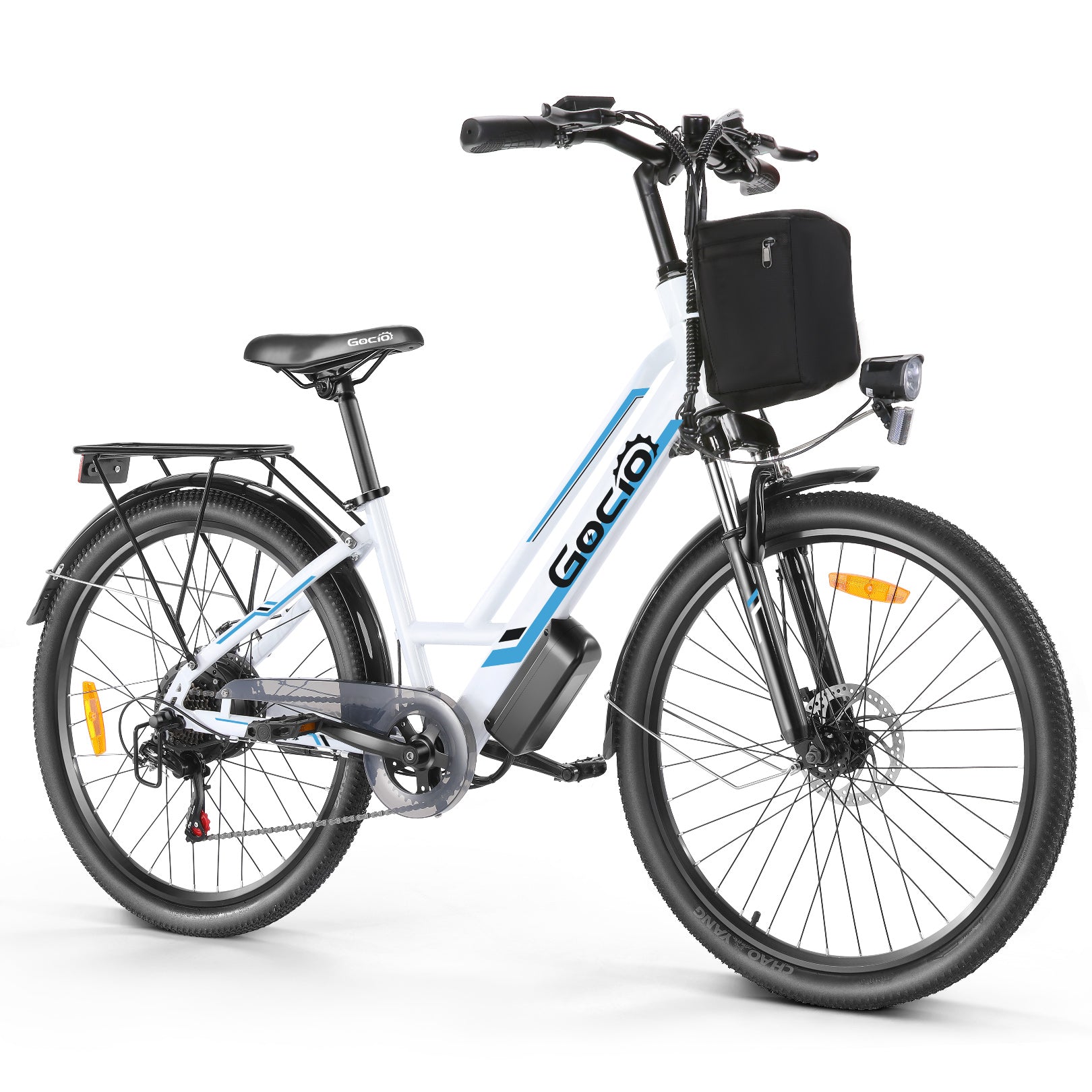Gocio 500W 26" Electric Bike 48V Electric Bicycle for Adults, 19.8mph Cruiser Ebike, Electric Commuter Bike with Carrier Rack, Low Step Frame Shimano 7 Speed for Men Women Senior UL 2849